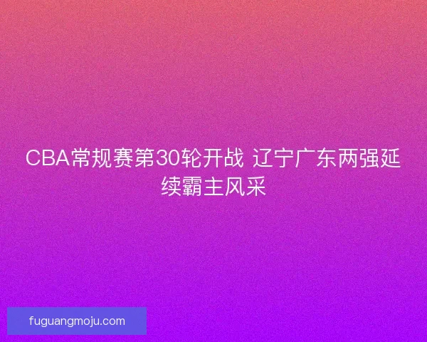 CBA常规赛第30轮开战 辽宁广东两强延续霸主风采